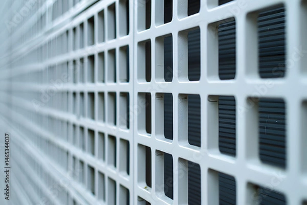 Fototapeta Modern building facade with geometric grid design