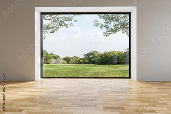 Fototapeta Modern contemporary style empty room with nature view background 3d render