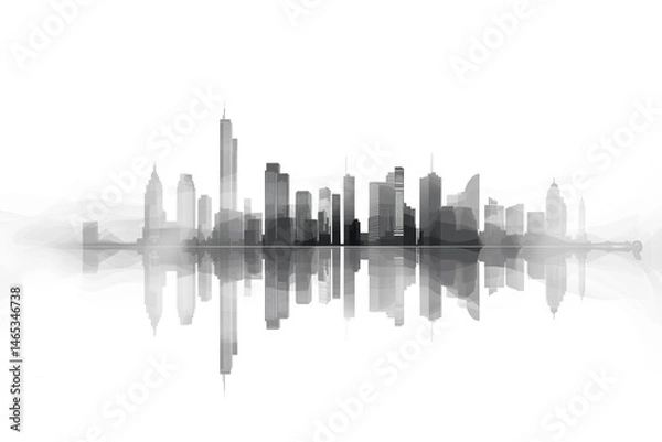 Fototapeta Cityscape Silhouette with Reflection