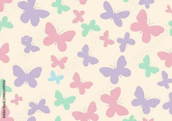 Fototapeta Pastel Butterfly Seamless Pattern Background