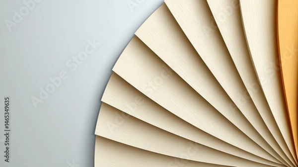 Fototapeta Elegant soft organic curves create visually appealing composition with pale tone background, showcasing layered paper textures in warm hues