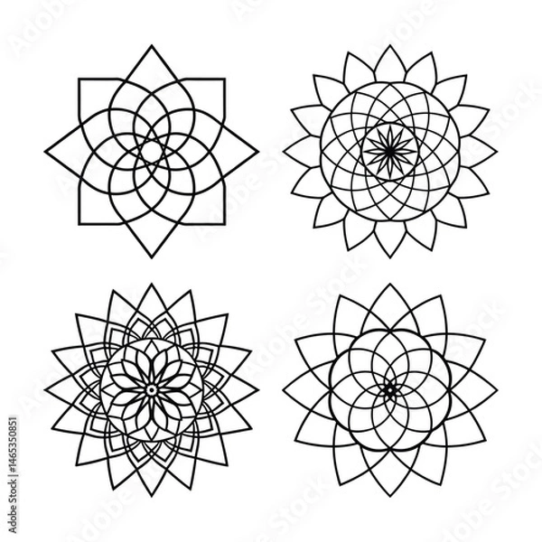 Fototapeta set of scred geometry mandals design