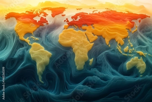 Obraz Global Topography: A 3D Artistic Representation of Earth's Continents and Oceans