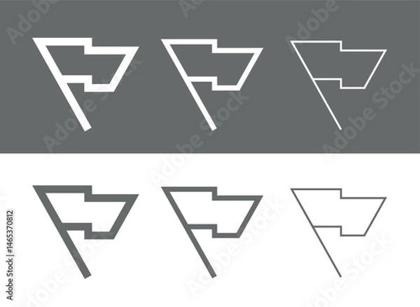 Fototapeta Flag icon. Location marker. Object location symbol. Mark on the map. Team or country designation.