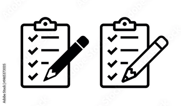 Fototapeta Icon tablet with paper clip and a pencil.. Symbol for check or task tracker. Coach's tactical board. Register or terms of reference.