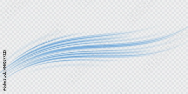 Fototapeta cool airflow effect with light blue waves and dynamic motion, representing fresh wind, filtration, and purification. Perfect for air conditioners, ventilation, speed, and futuristic design concepts.