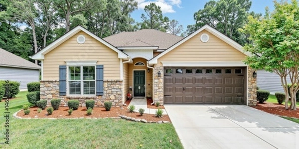 Obraz a home with a garage and a driveway