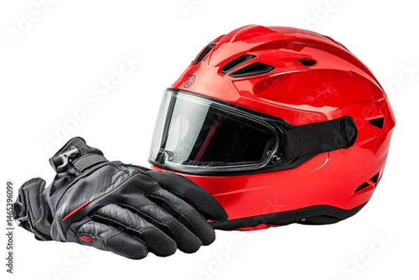 Obraz a red motorcycle helmet and gloves