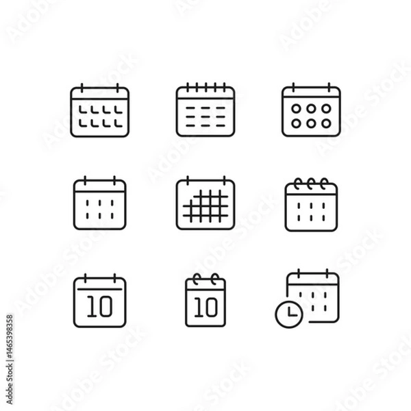 Fototapeta カレンダーアイコンセット