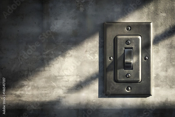 Obraz Vintage Light Switch on Concrete Wall with Dramatic Shadow – Industrial Style