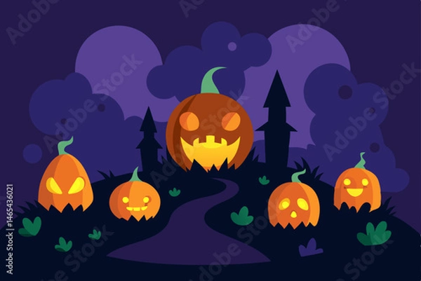 Fototapeta enchanted pumpkin patch where each pumpkin holds 