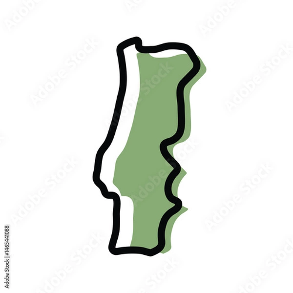 Fototapeta Portugal green map icon. Portugal outline map. Simple icon design. Vector illustration