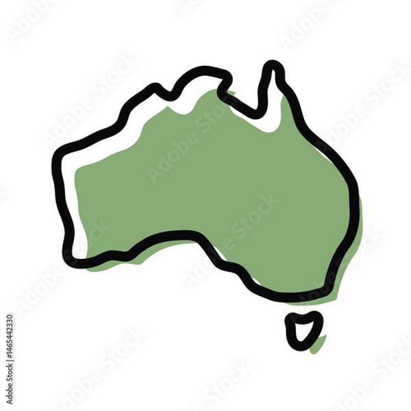 Fototapeta Australi green map icon. Australia outline map. Simple icon design. Vector illustration