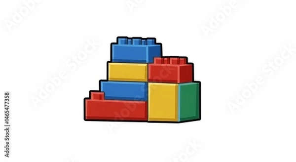 Obraz Colorful interlocking toy blocks arranged in a stepped configuration against a white background