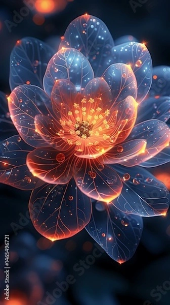 Fototapeta Glowing transparent digital flower bloom high resolution picture