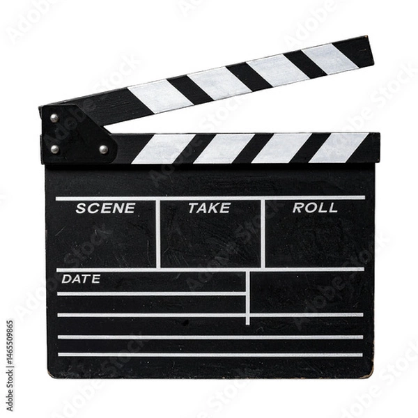 Fototapeta vintage movie clapper board; isolated on white 