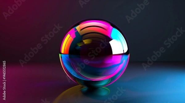 Obraz Colorful 3D Spheres on Dark Background with Modern Abstract Style