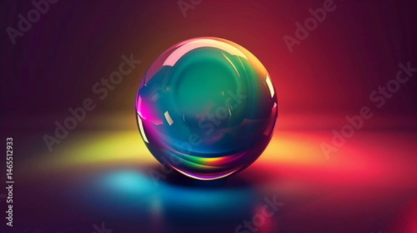 Obraz Colorful 3D Spheres on Dark Background with Modern Abstract Style