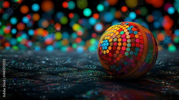 Obraz Colorful 3D Spheres on Dark Background with Modern Abstract Style