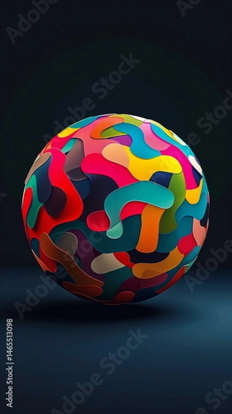 Obraz Colorful 3D Spheres on Dark Background with Modern Abstract Style