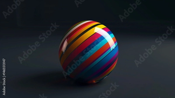 Obraz Colorful 3D Spheres on Dark Background with Modern Abstract Style