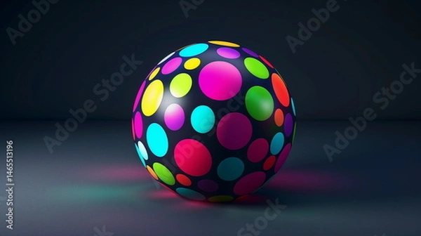 Obraz Colorful 3D Spheres on Dark Background with Modern Abstract Style