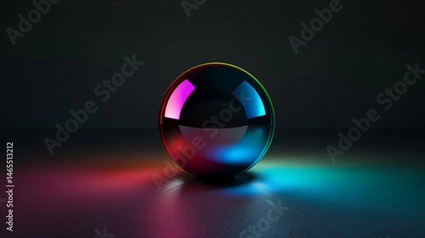 Obraz Colorful 3D Spheres on Dark Background with Modern Abstract Style