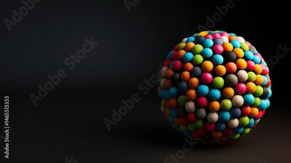 Obraz Colorful 3D Spheres on Dark Background with Modern Abstract Style