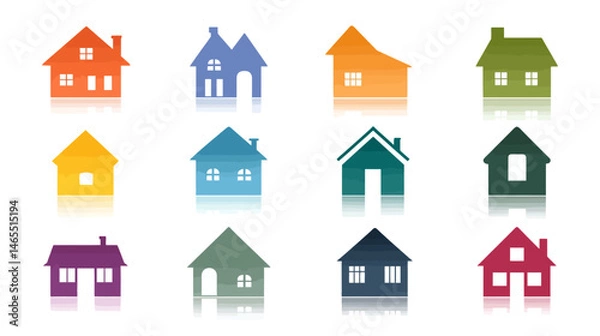 Obraz Home and real estate icon set mix colour simple silhouette vector on white background  -  