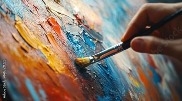 Fototapeta A vibrant artwork in progress with colorful paint strokes.