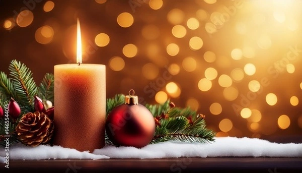 Obraz burning advent candle abstract christmas background first advent sunday vertical upright format with copy space