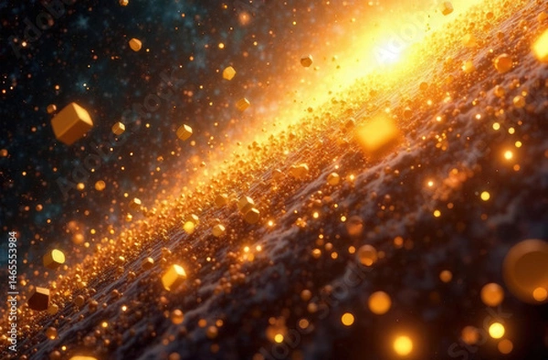 Fototapeta Abstract whirlwind of gold coins soaring in space, radiance and shine --ar 3:2
