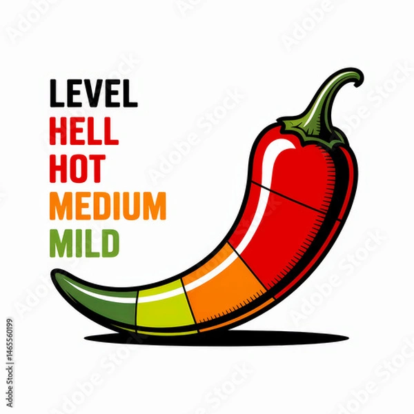 Fototapeta Colorful chili pepper with heat levels depicted.