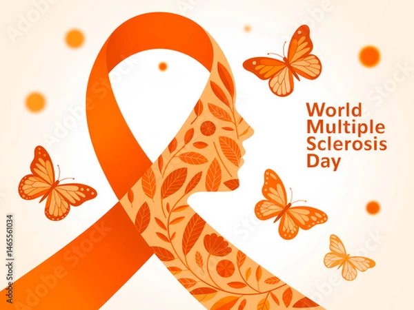 Fototapeta Orange ribbon design for World Multiple Sclerosis Day.