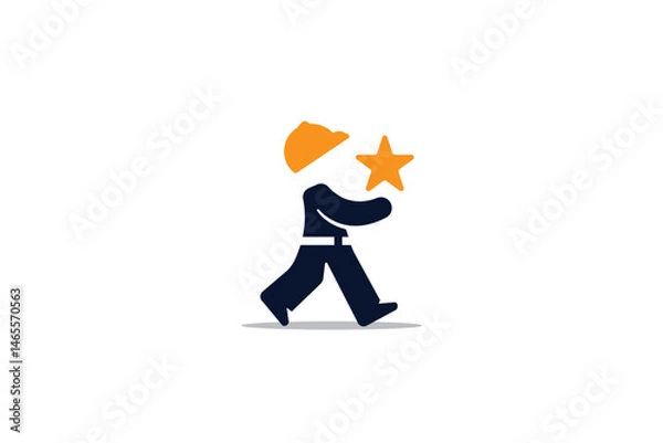 Fototapeta Logo design of a worker a star in his hands, symbolizing care, protection, childhood, and home-related values.

