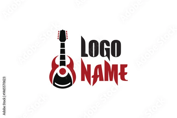 Fototapeta PrintLogo design of a black guitar, symbolizing music, performance, and rock or acoustic styles with a bold and sleek visual.

