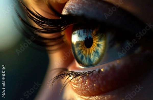 Fototapeta Human eyes close-up macro, soft light