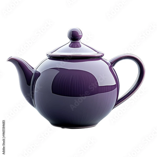 Fototapeta Elegant purple teapot with a rounded form, cut out transparent