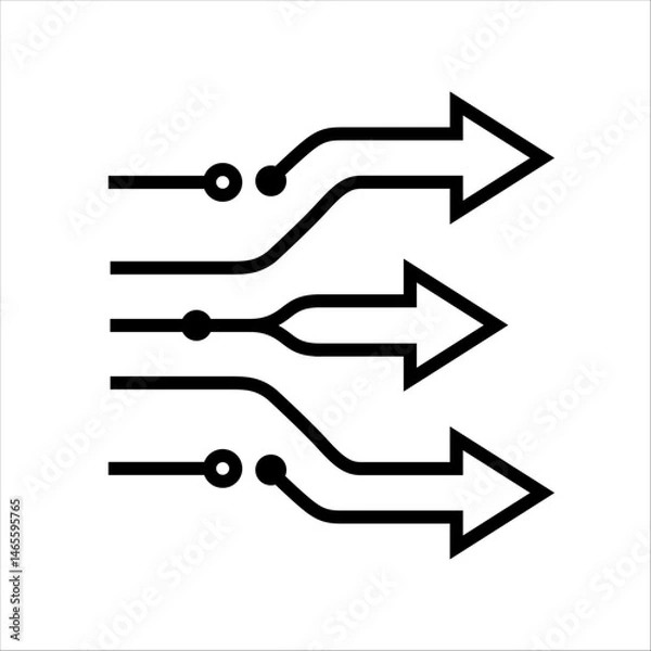 Obraz Vector Data Flow Arrows  AI Information Transfer and Signal Path Icon