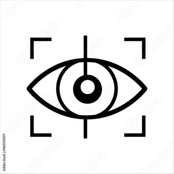 Fototapeta Vector Eye with Scanning Overlay  AI Vision, Surveillance, and Recognition Icon