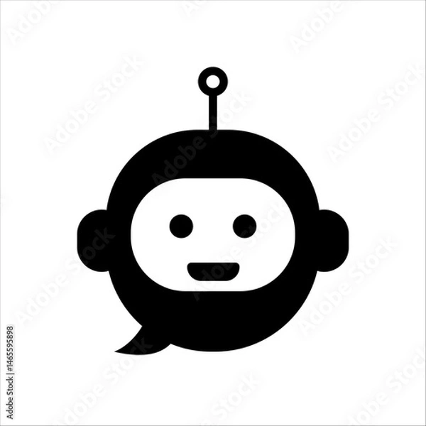 Fototapeta Vector Chatbot Face  Friendly AI Assistant and Communication Icon