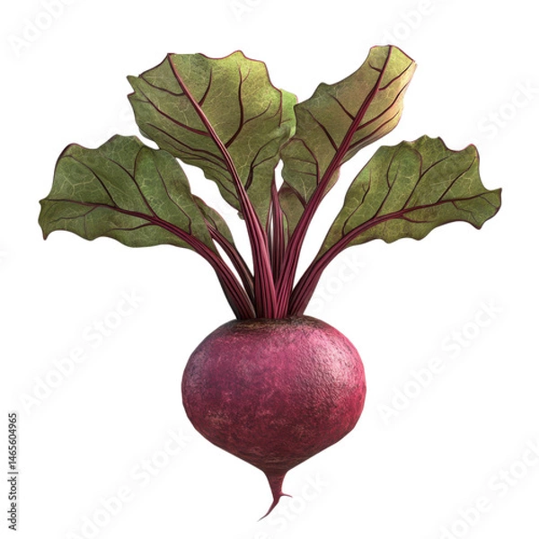 Fototapeta Fresh beetroot vegetable with leaves isolated on transparent background