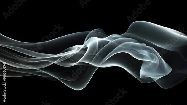 Obraz Whispering smoke: Abstract swirling pattern of delicate smoke gracefully dances across a dark backdrop, creating a mesmerizing display of ethereal beauty.