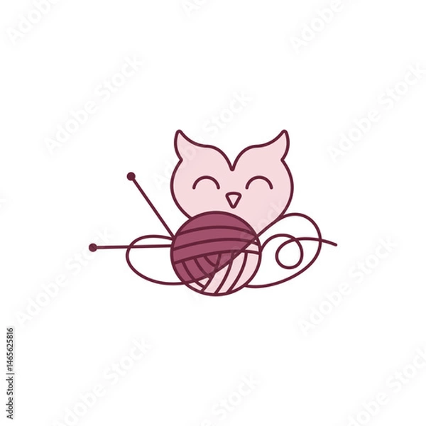 Fototapeta Logo design of a knitting mascot, symbolizing craftsmanship, creativity, and warmth, often featuring fun, playful elements with a cozy, inviting style.

