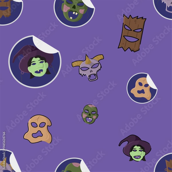 Fototapeta Halloween monster sticker pattern Vector