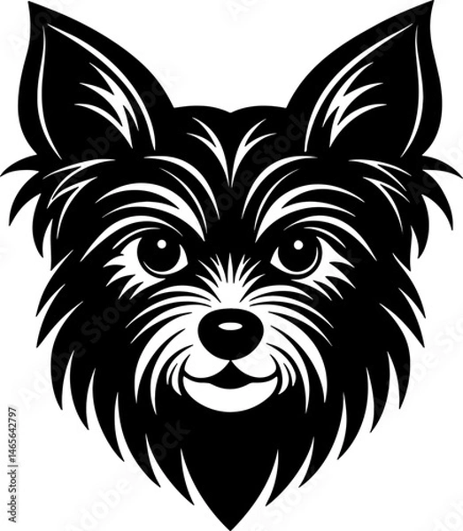 Fototapeta yorkshire terrier head simple black silhouette, Black silhouette vector icon, silhouette illustration, Animal silhouette