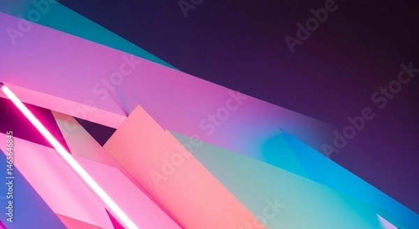 Obraz Abstract geometric neon lights composition