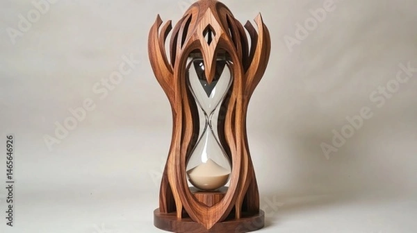 Fototapeta Ornate wooden hourglass, intricate design