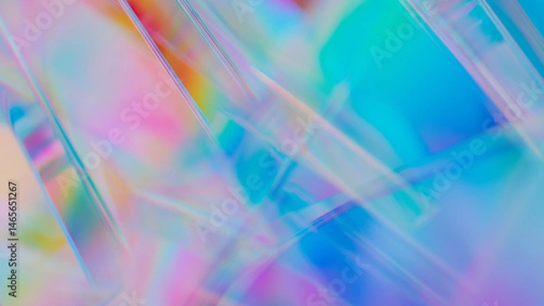 Fototapeta 3d neon futuristic glass. Transparent Rainbow Glass. 3D rendering illustration, not AI.