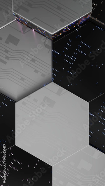 Obraz 3D abstract futuristic technology background. Abstract concept data center. 3d rendering illustration not AI